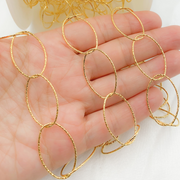 Gold Plated 925 Sterling Silver Diamond Cut Oval Link Chain.